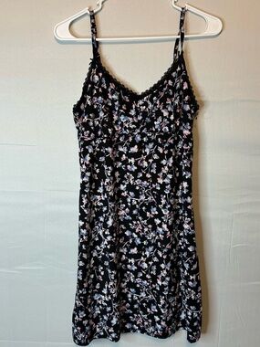 Marilyn Monroe Black & White Floral Chemise Slip Nighty Lace Trim Large 66